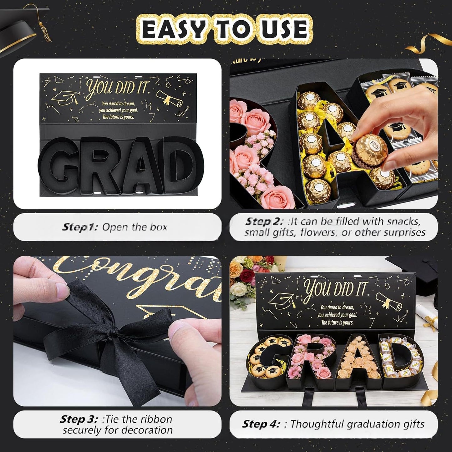 Graduation Gift Box Cardboard Storage Container for Celebrations