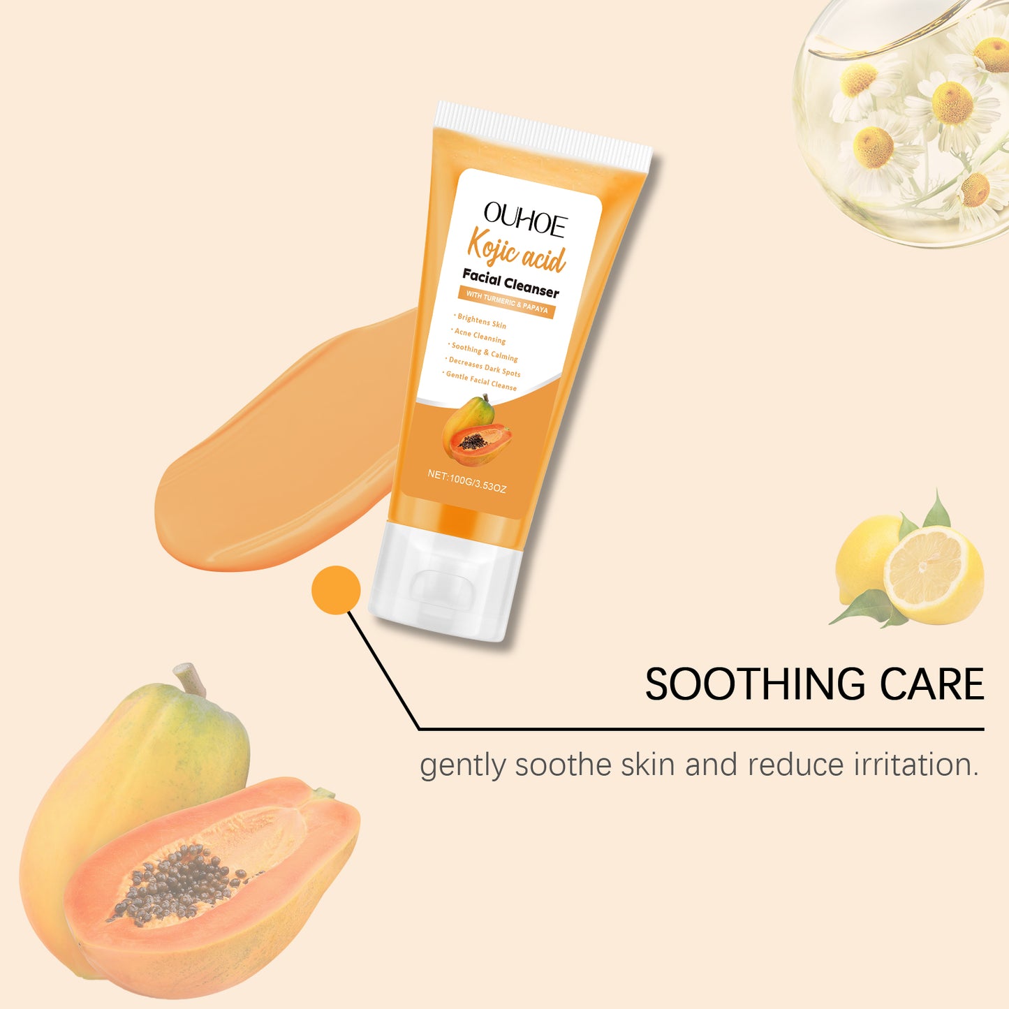 Papaya Facial Cleanser - Pore Refining & Hydrating Face Wash (100g)