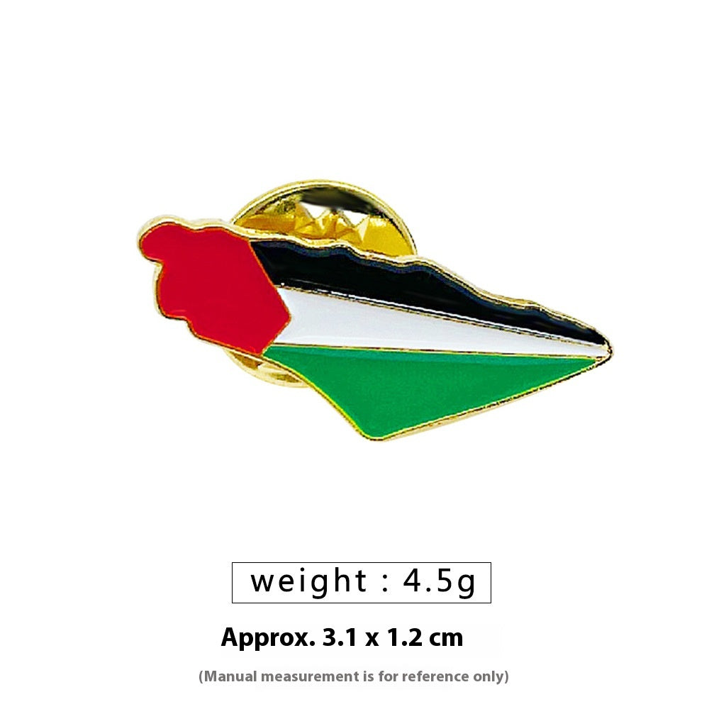 Free Palestine Flag Brooch Pin - Gold & Black Badge for Clothes & Accessories