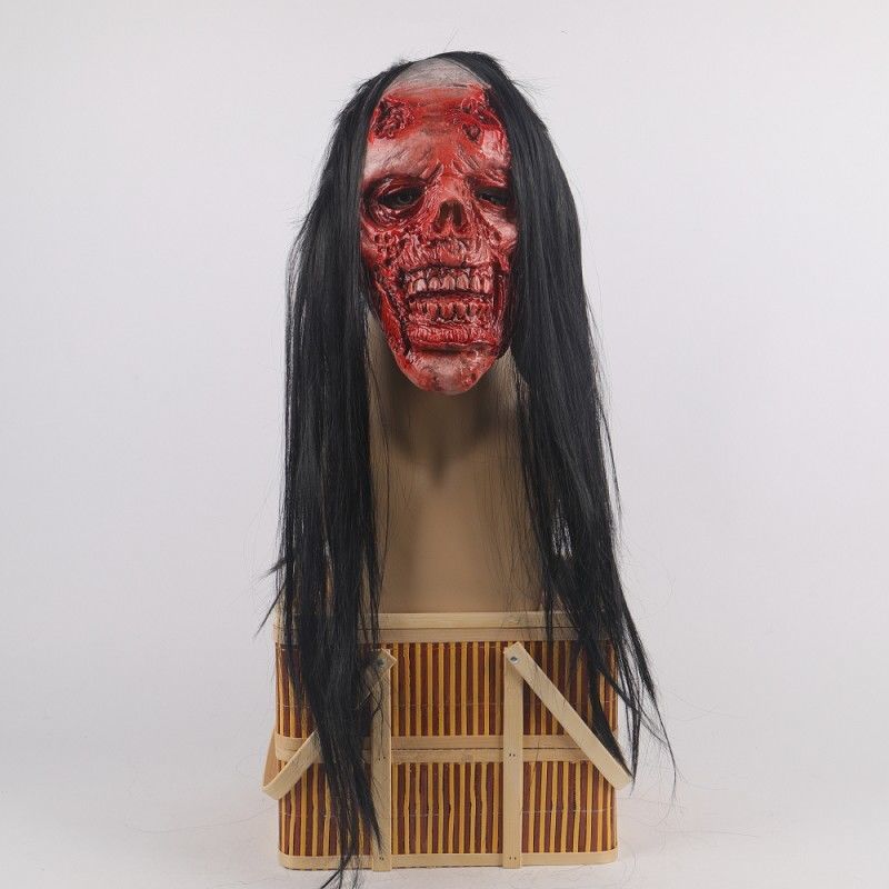 Horror Skull Latex Headgear Mask - Red
