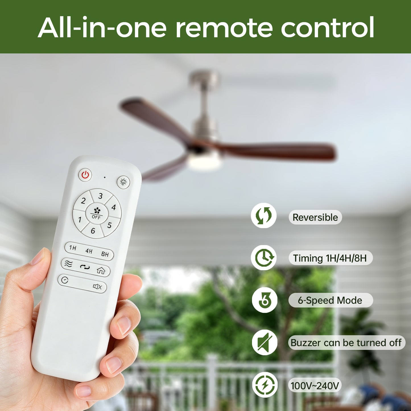 52 Inch Indoor Outdoor Ceiling Fan with Lights and Remote - Modern 3-Blade Design, DC Motor, Brushed Nickel