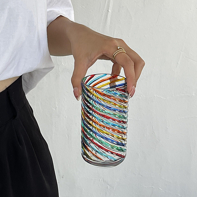 Colorful Hand Painted Water Glass - Unique Drinkware for Home & Kitchen
