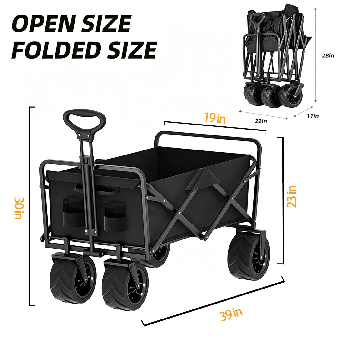Collapsible Utility Wagon Cart - Large Capacity Outdoor Trolley