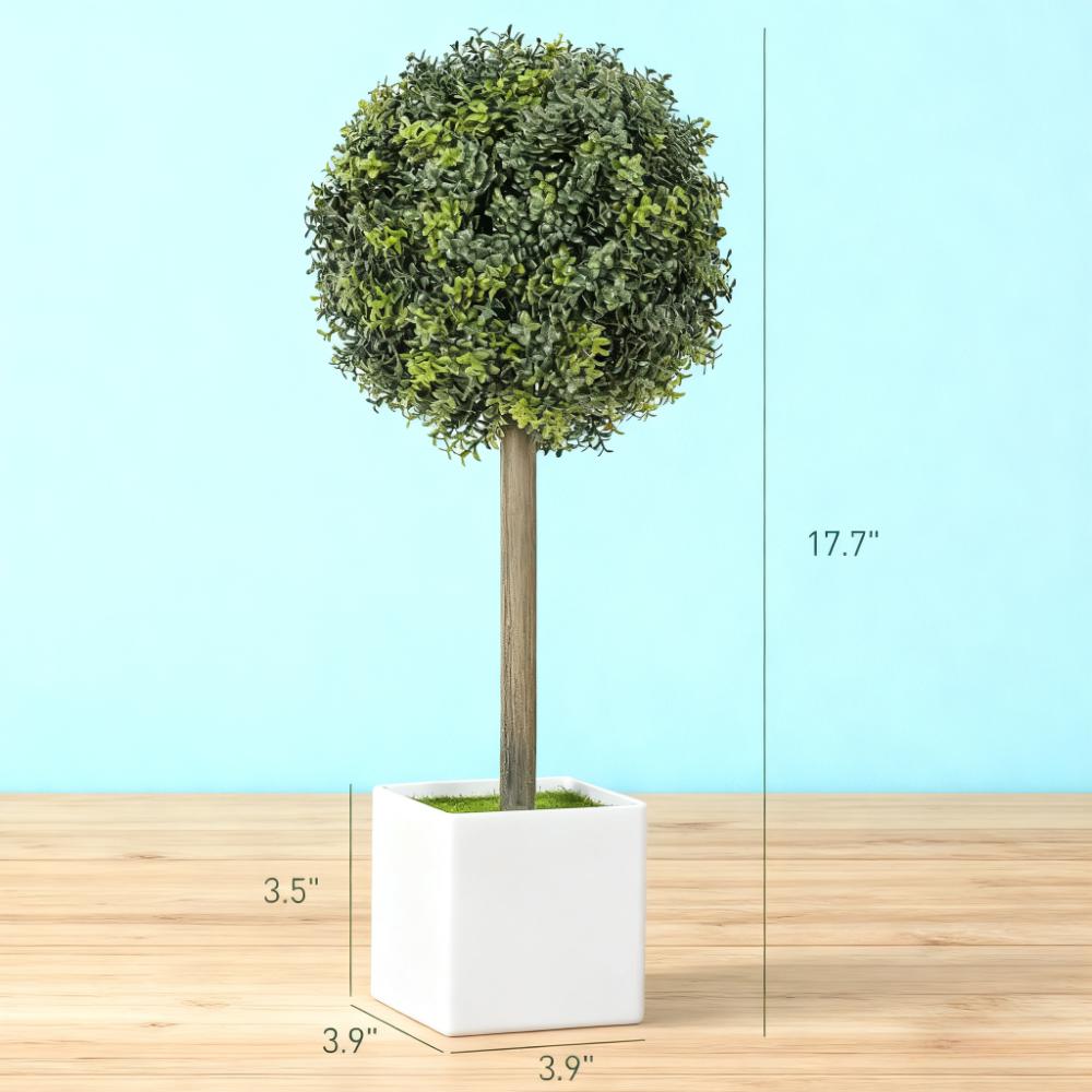 Artificial Boxwood Topiary Balls - 2 Piece Set, Green