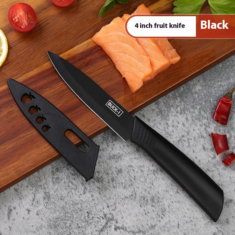 Kitchen Knife Set with Cutting Board - Black Steel Chef & Utility Knives