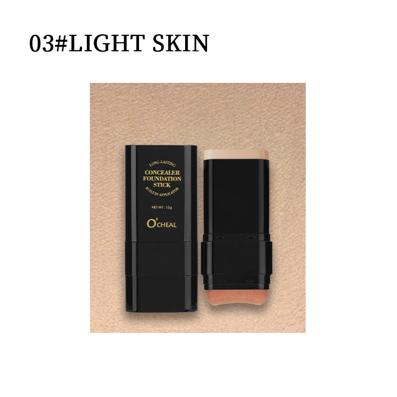 Dual-Ended Foundation Concealer Stick with Brush - Full Coverage & Long-Lasting