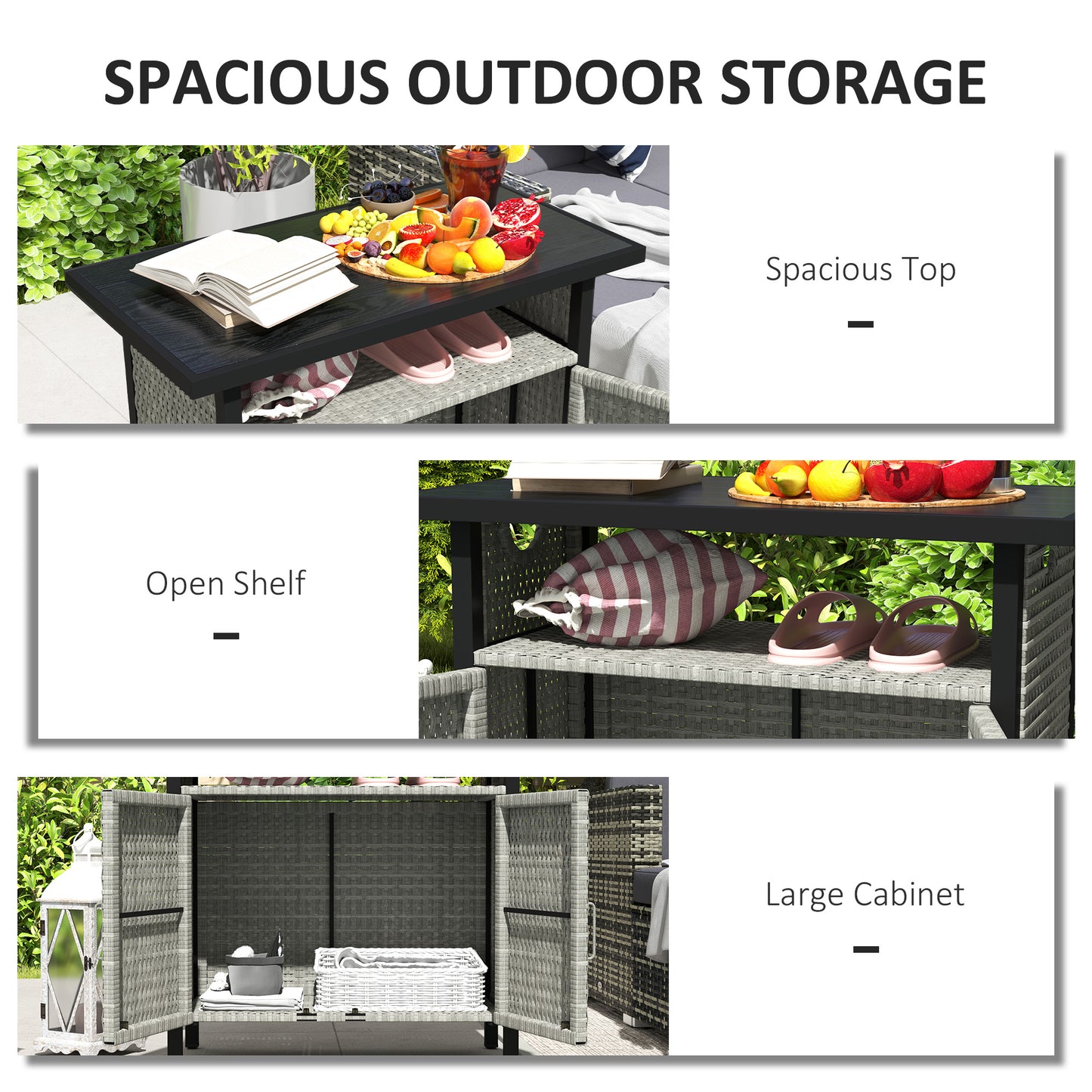 Outdoor Pool Towel Storage Cabinet with Shelf - Gray