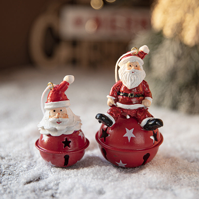 Christmas Iron Bell Pendant Set - Snowman, Elk & Santa Decorations
