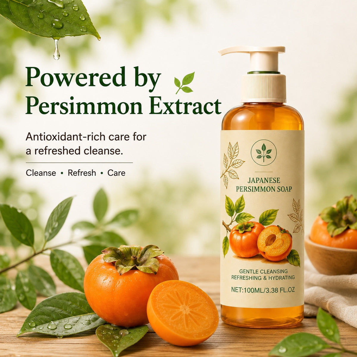 Persimmon Body Wash with Rich, Creamy Lather - Refreshing Skin Care