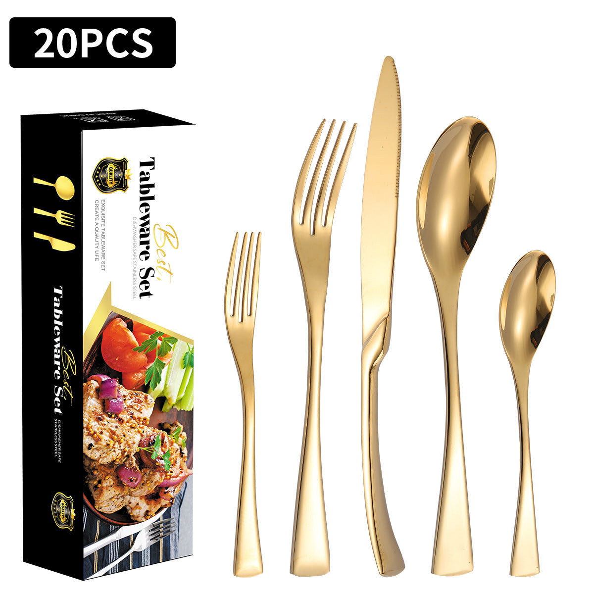 Stainless Steel 20-Piece Flatware Set for 4 People - Knife Fork Spoon