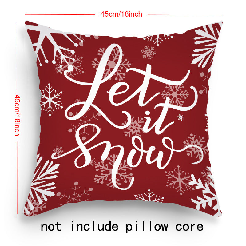 Holiday Cartoon Santa Claus Elk Pillow Cover 45x45cm Sofa Cushion Decor