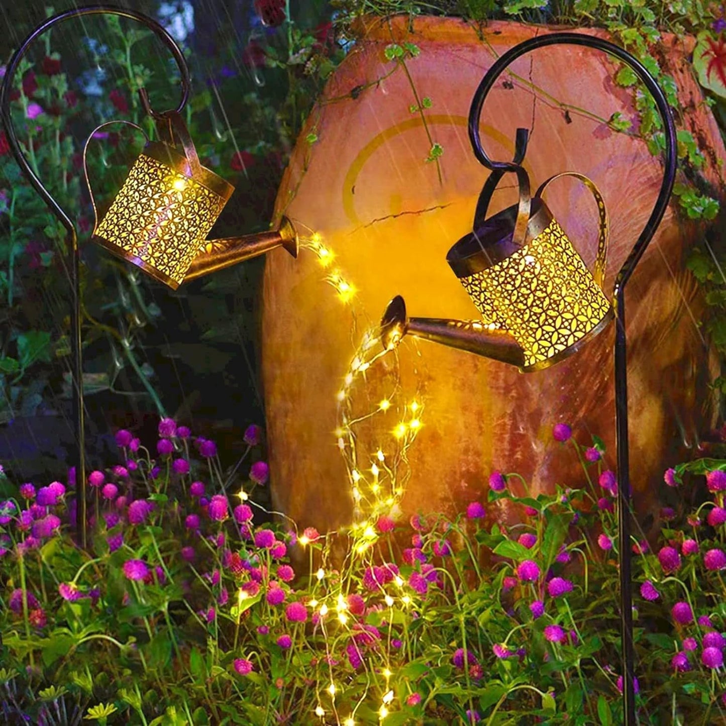 2-Pack Solar Watering Can String Lights - Outdoor Garden Decor