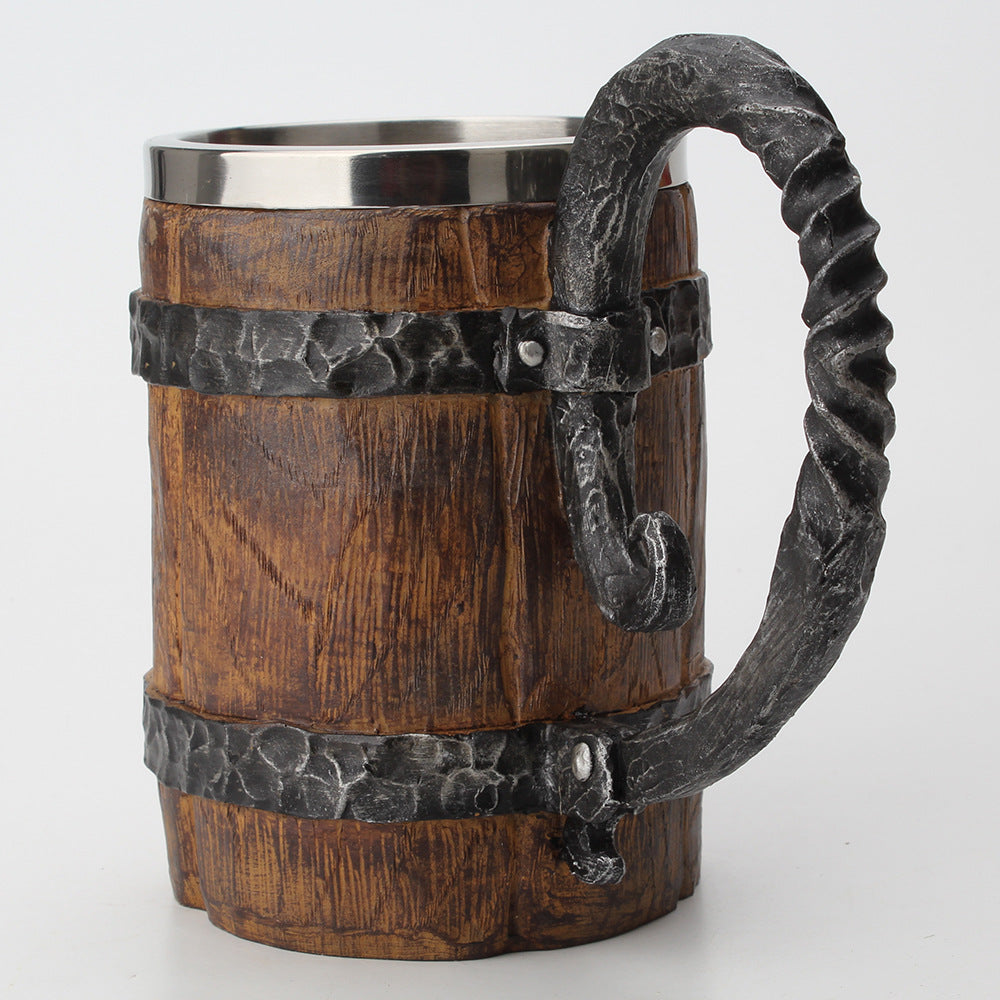 Large Capacity Wooden Beer Stein - Retro 501-600ml Drinkware