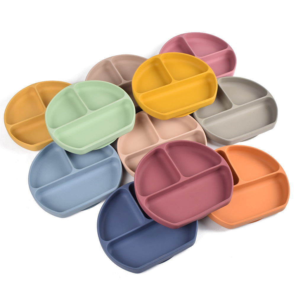 Silicone Solid Color Baby Tableware Set - Child Safe Dinnerware Kit