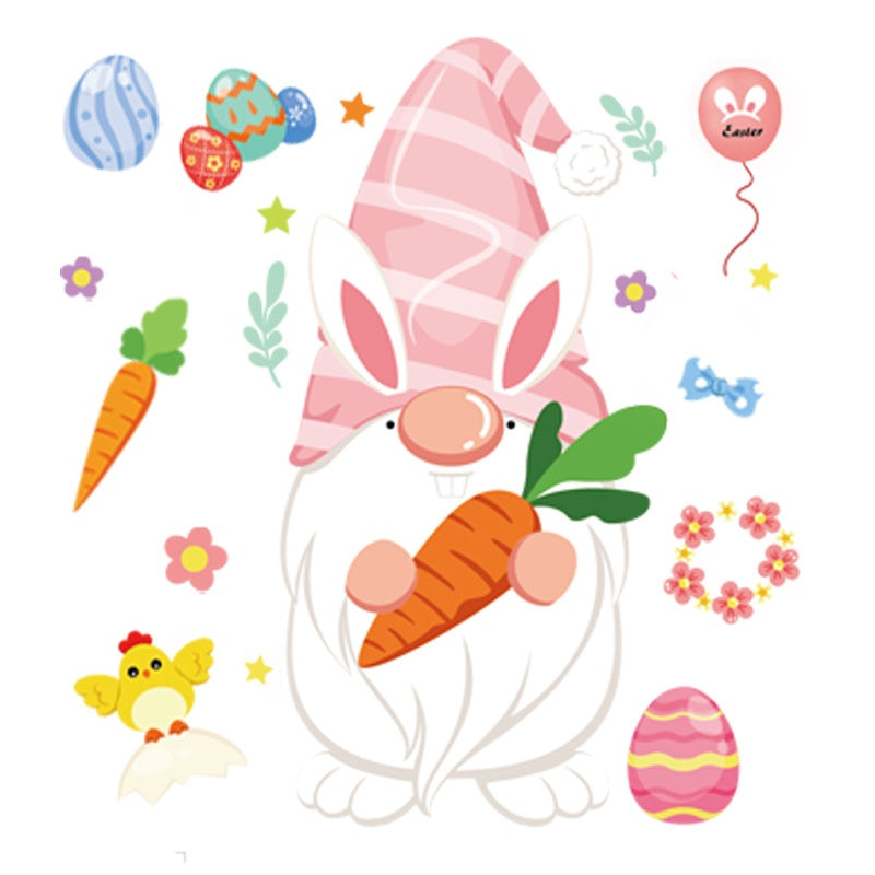 Cute Easter Bunny Stickers for Holiday Decor - PVC 20x30cm Set
