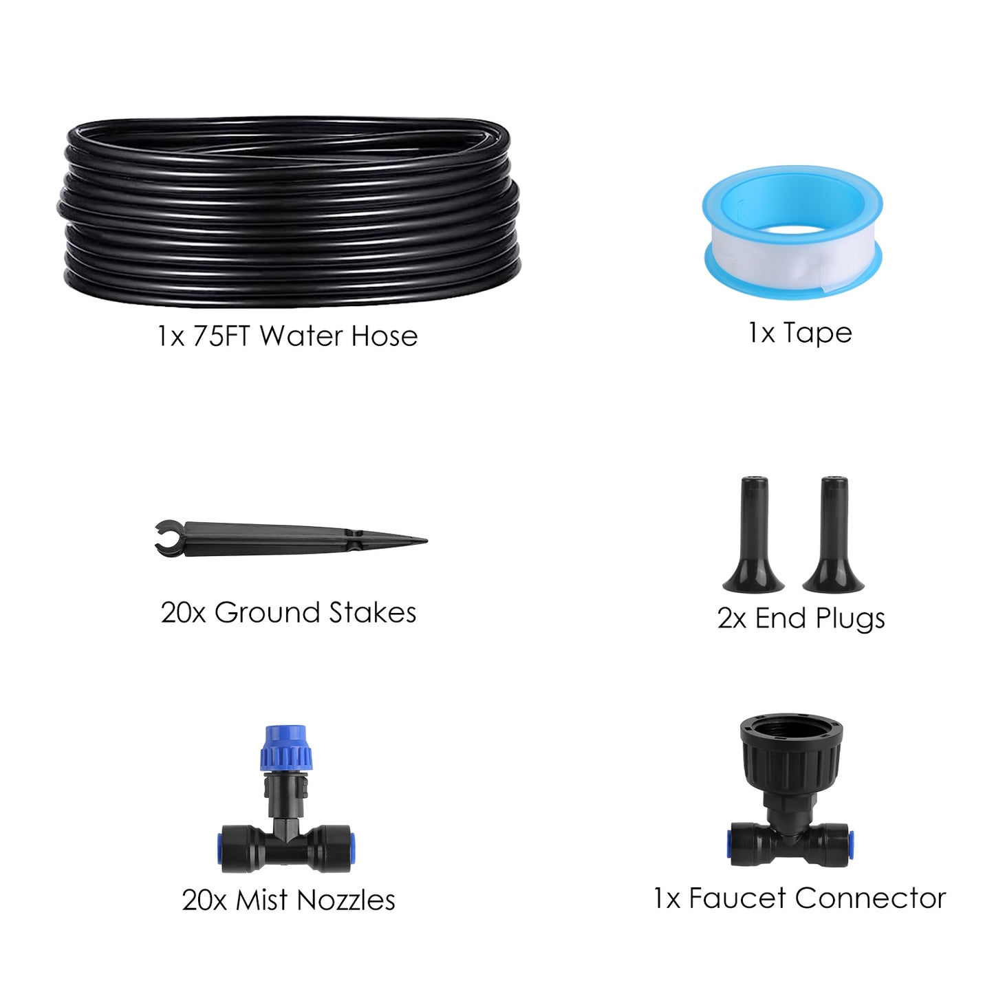 75FT Garden Drip Irrigation System with Adjustable Misting Nozzles and Quick Connect