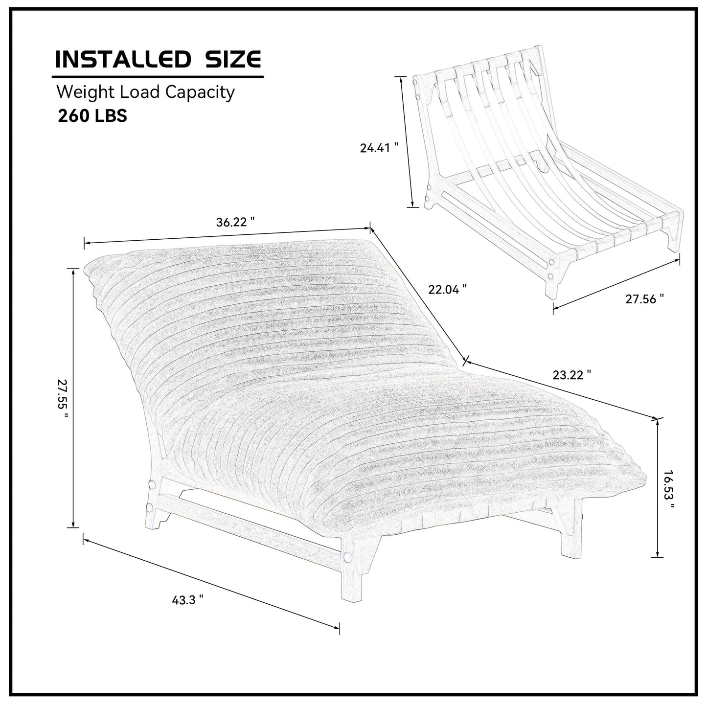 Casual Armless Single Sofa - Off-White Corduroy Fabric