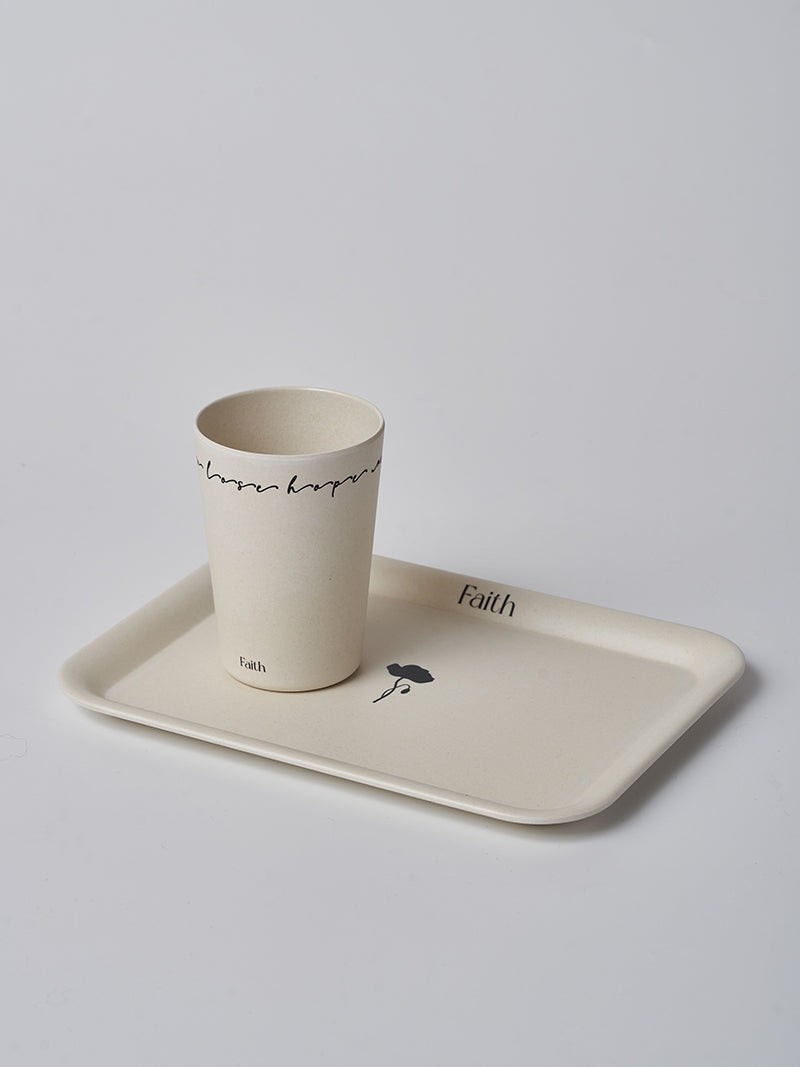 Bamboo Fiber Coffee Cup and Tray Set Food Grade Nordic Style