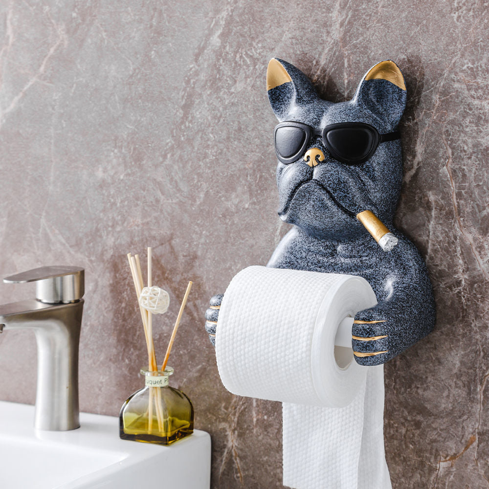 Cute Dog Toilet Tissue Box Holder with Toilet Chart Drum Rack - Bathroom Storage