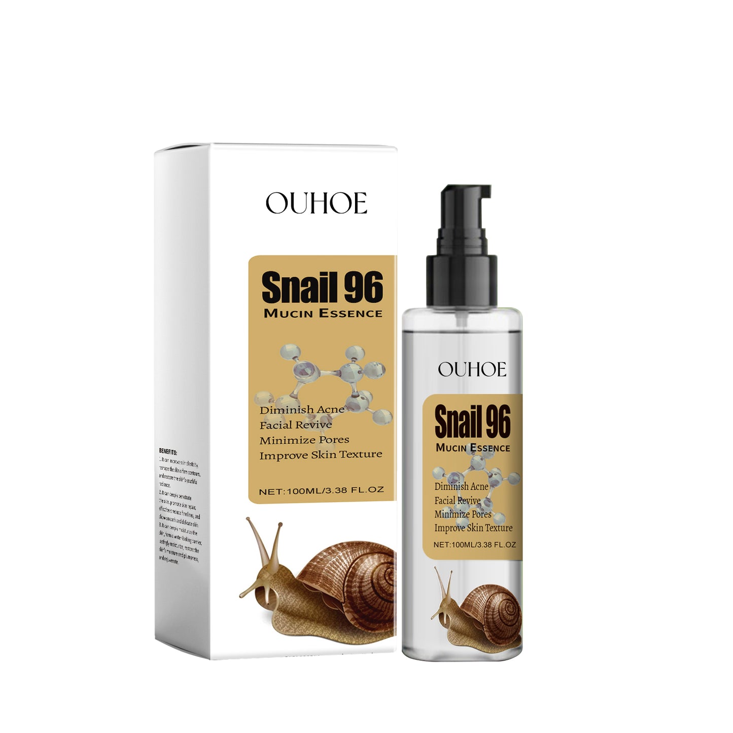 Snail Mucin Brightening Facial Essence - 100ml Hydrating & Firming Serum