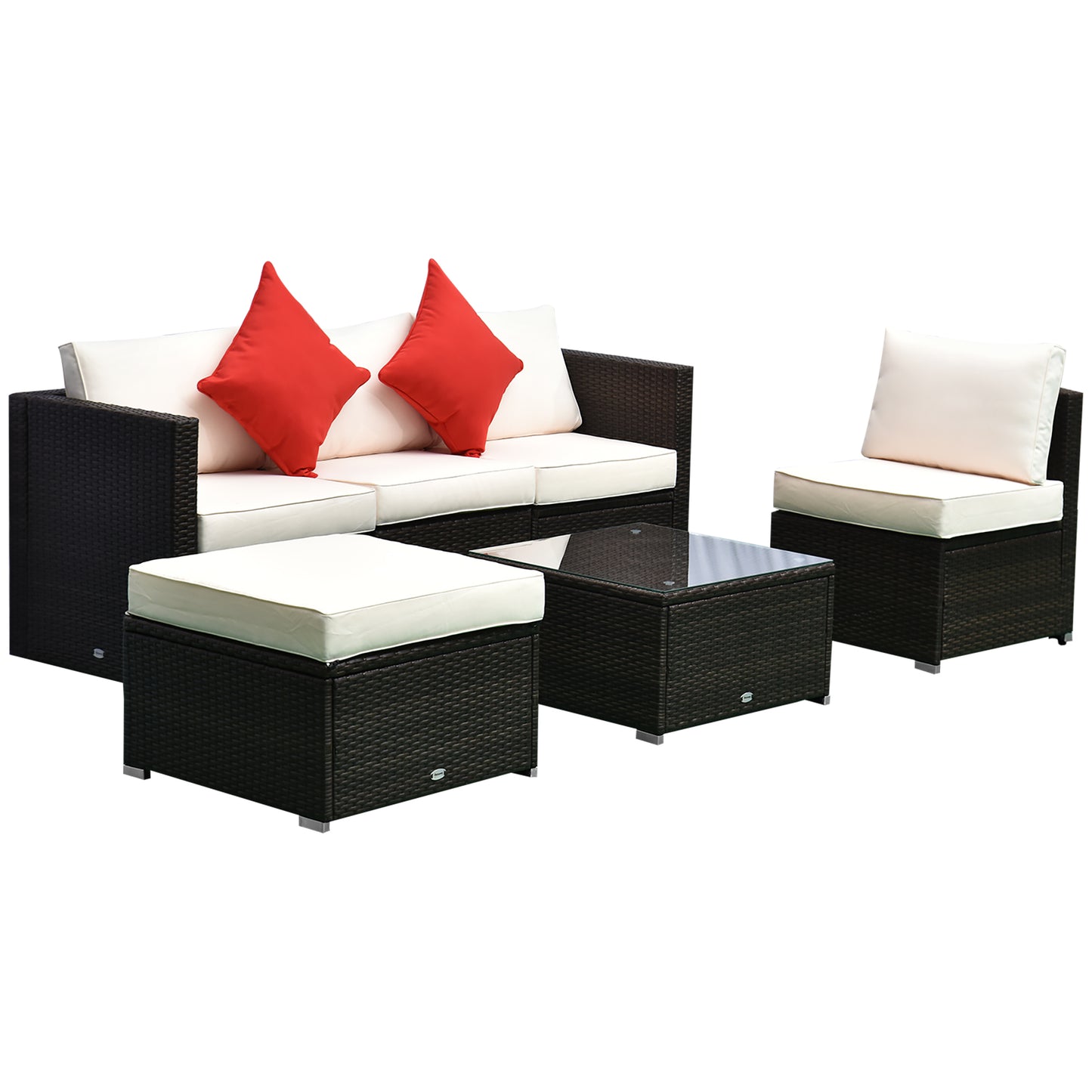 6-Piece Outdoor Wicker Sectional Sofa Set with Ottoman & Table