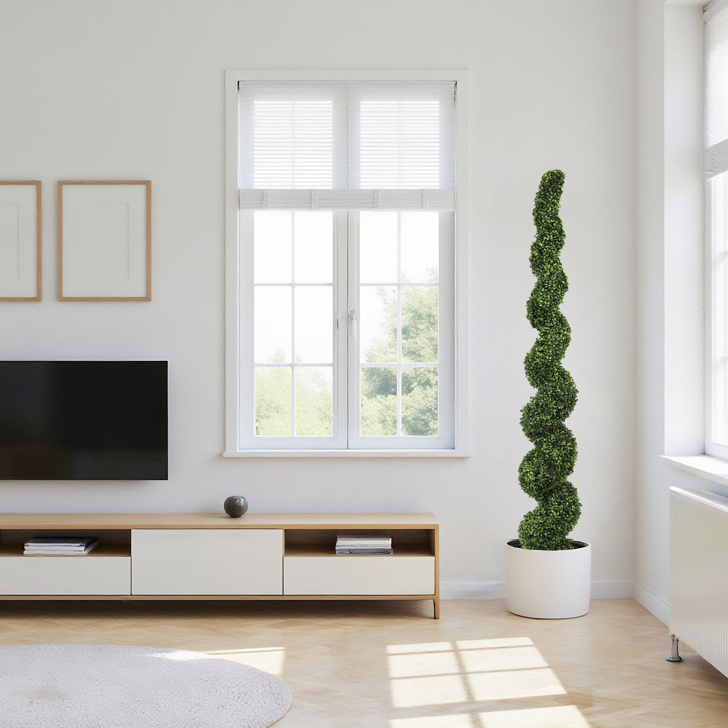 7FT Artificial Spiral Topiary Tree - Large Potted Green Plant