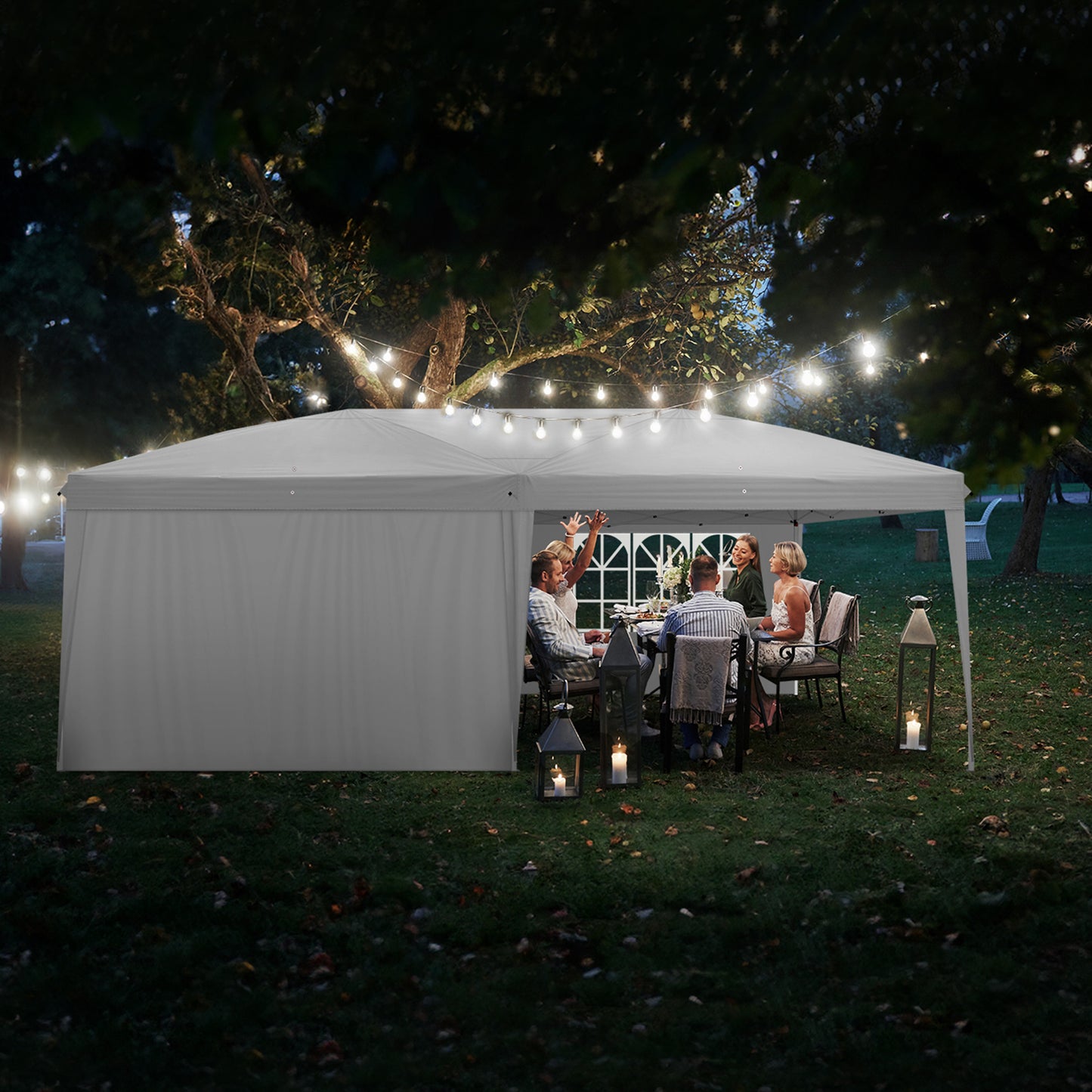 20x10ft White Waterproof Folding Tent with 2 Windows