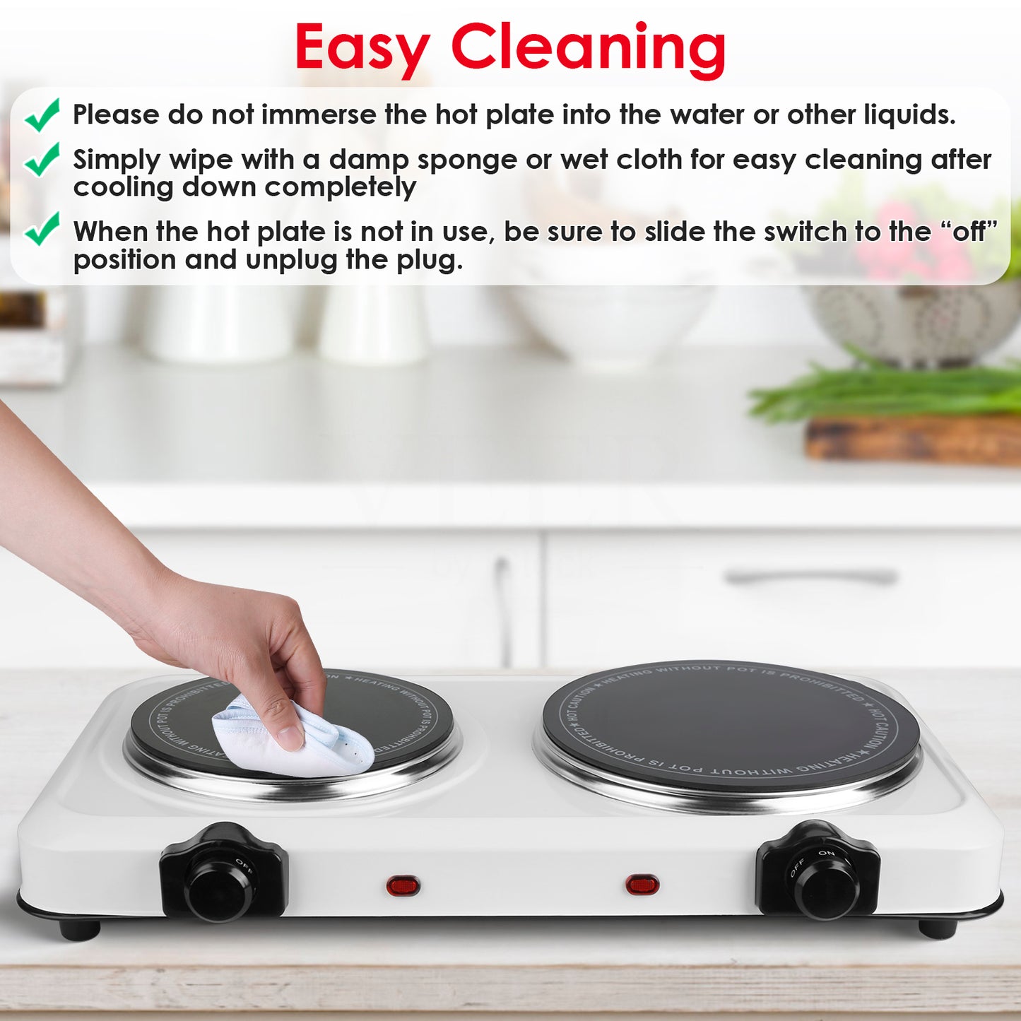 2000W Electric Infrared Dual Burner Hot Plate - Portable Cooking Stove