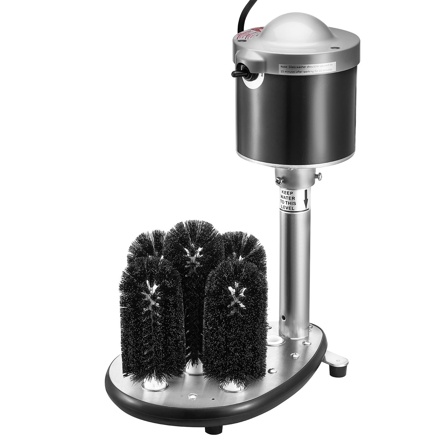 Electric Glass Washer 600 Cups/H 5-Brush Bar Glass Cleaner for Wine & Crystal Glasses
