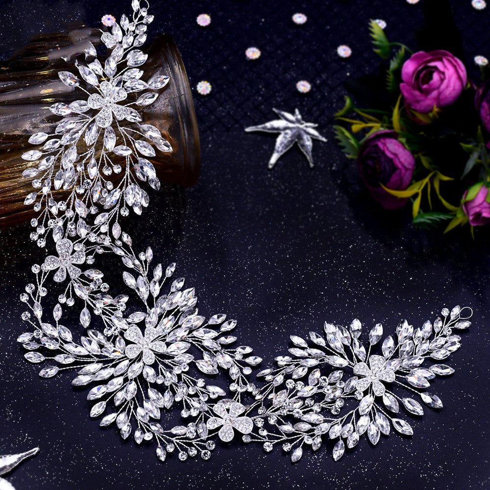 Bridal Wedding Rhinestone Flower Headband - Elegant Hair Accessory for Women