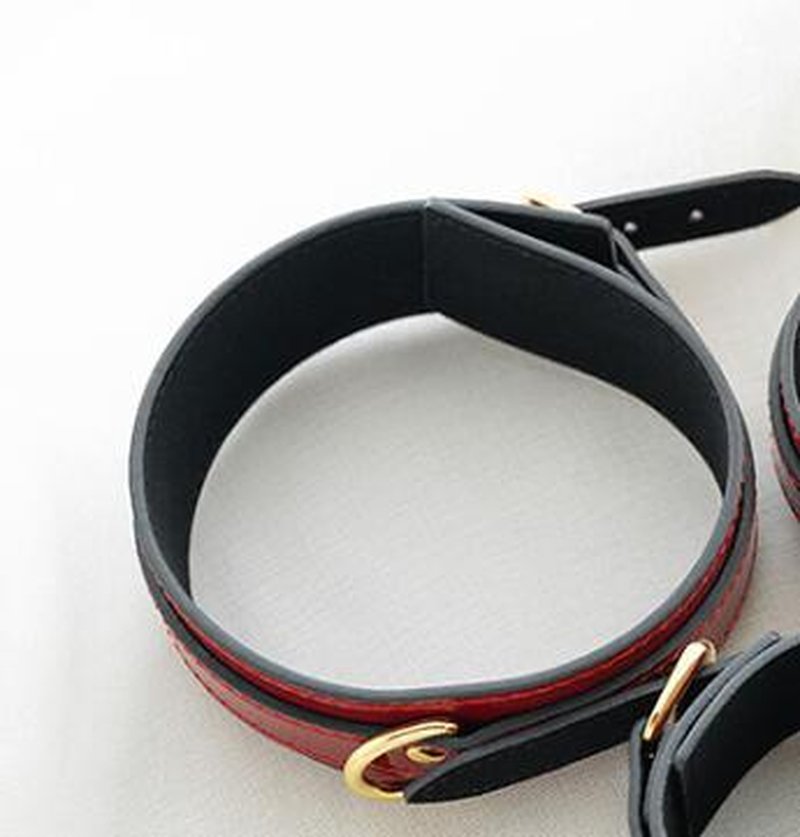 Leather Handcuffs & Ankle Cuffs BDSM Bondage Restraint Set