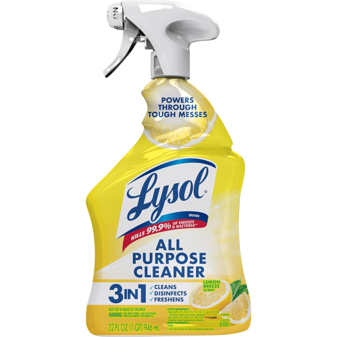 Multi-Purpose Disinfectant Cleaner Spray - Lemon Breeze Scent, 32 Fl Oz