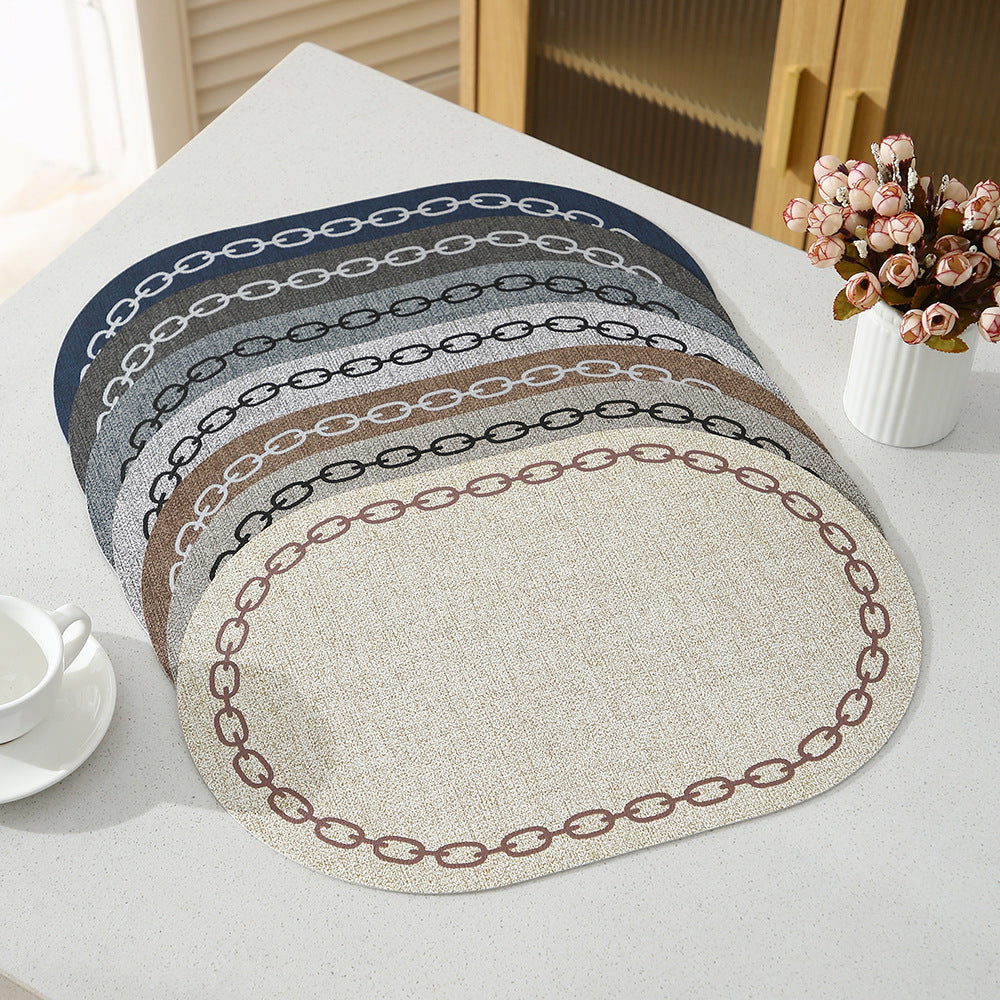 Nordic-Style Linen-Textured Leather Chain-Link Placemat - Home Decor