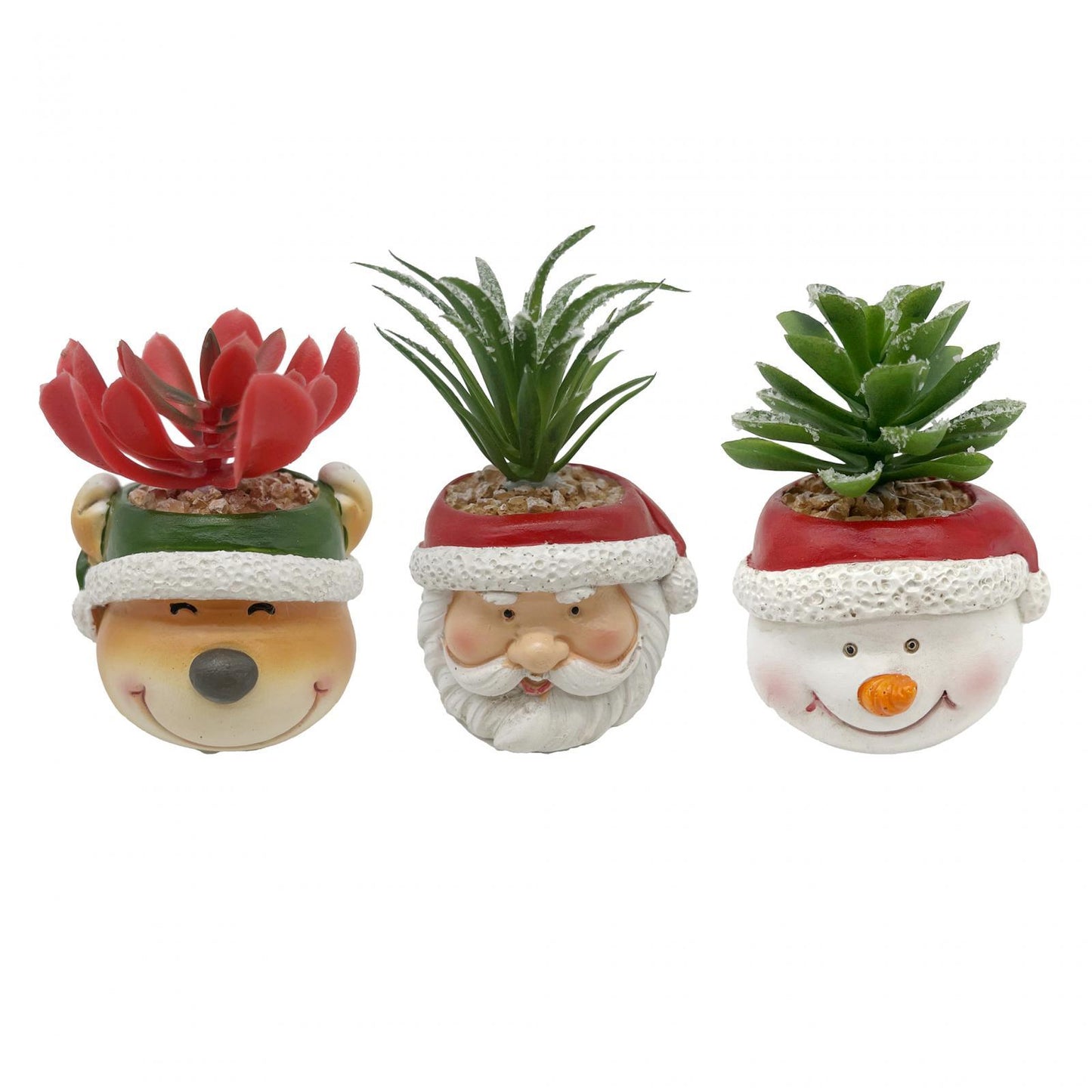 Christmas Artificial Succulent Plant Pot Decor - Santa Claus, Snowman, Deer Variants