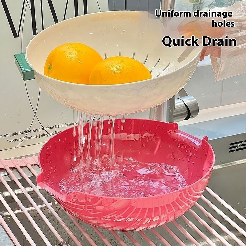 Double-Layer Drain Basket for Kitchen Washing and Vegetable Storage