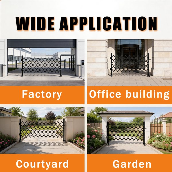 Foldable Security Gate with Lockable Swivel Casters - Portable Safety Barrier for Garage & Driveway