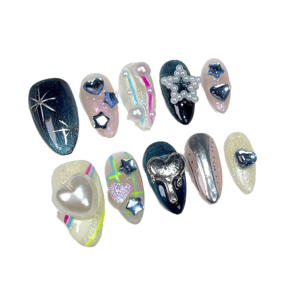 European & American Almond-Shaped Fake Nails - Wearable False Nail Set