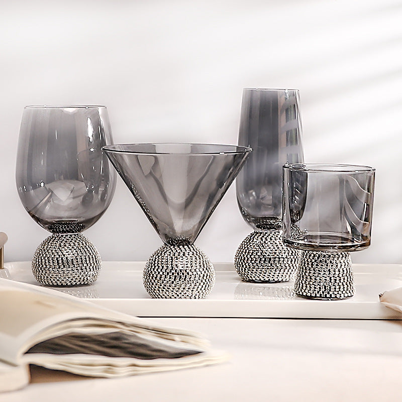 Luxury Diamond-Encrusted Crystal Wine Glass - Multiple Colors & Styles