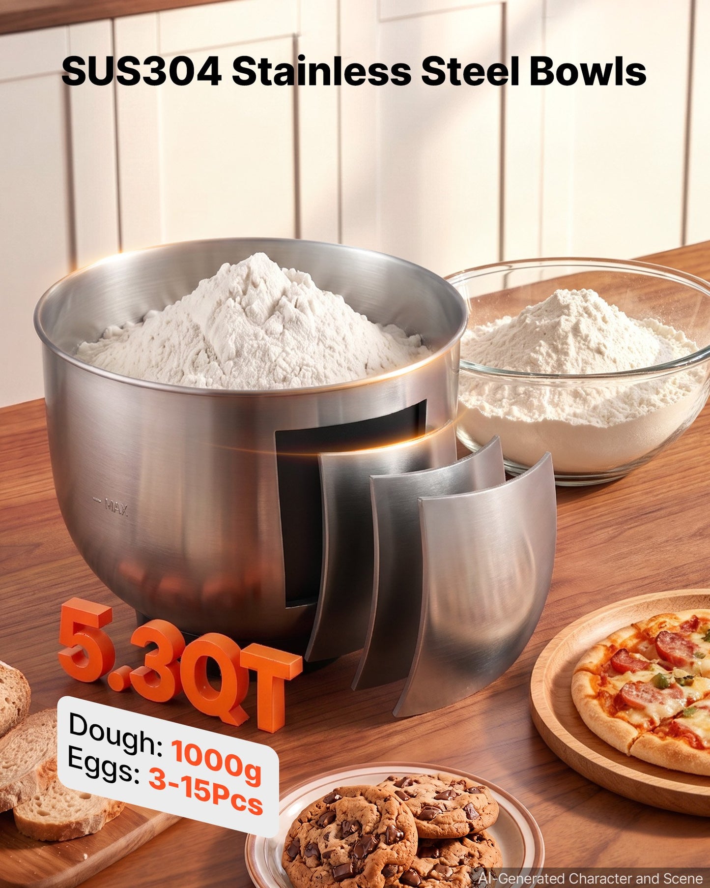 5.3 Qt Tilt Head Stand Mixer 400W with Stainless Steel Bowl & Accessories