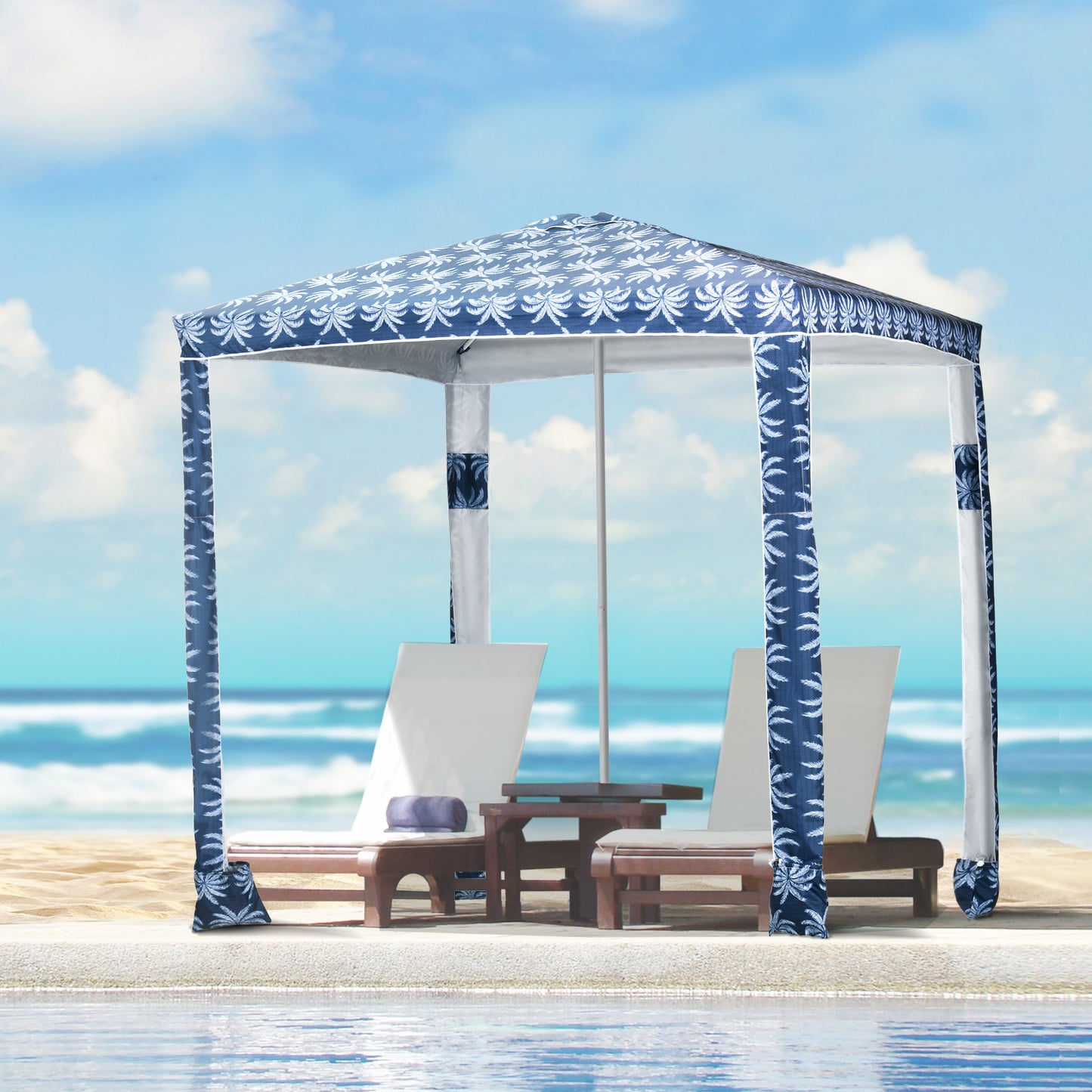 Beach Canopy Umbrella - 6.5' UV50+ Sun Shade with Sandbags