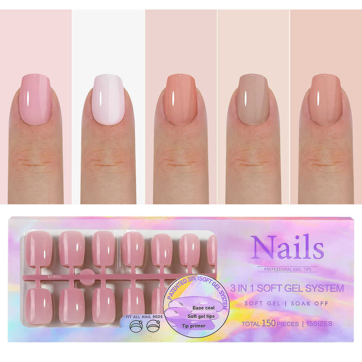 Manicure Nail Art & Wear Armor Set - French Seamless Detachable Tips