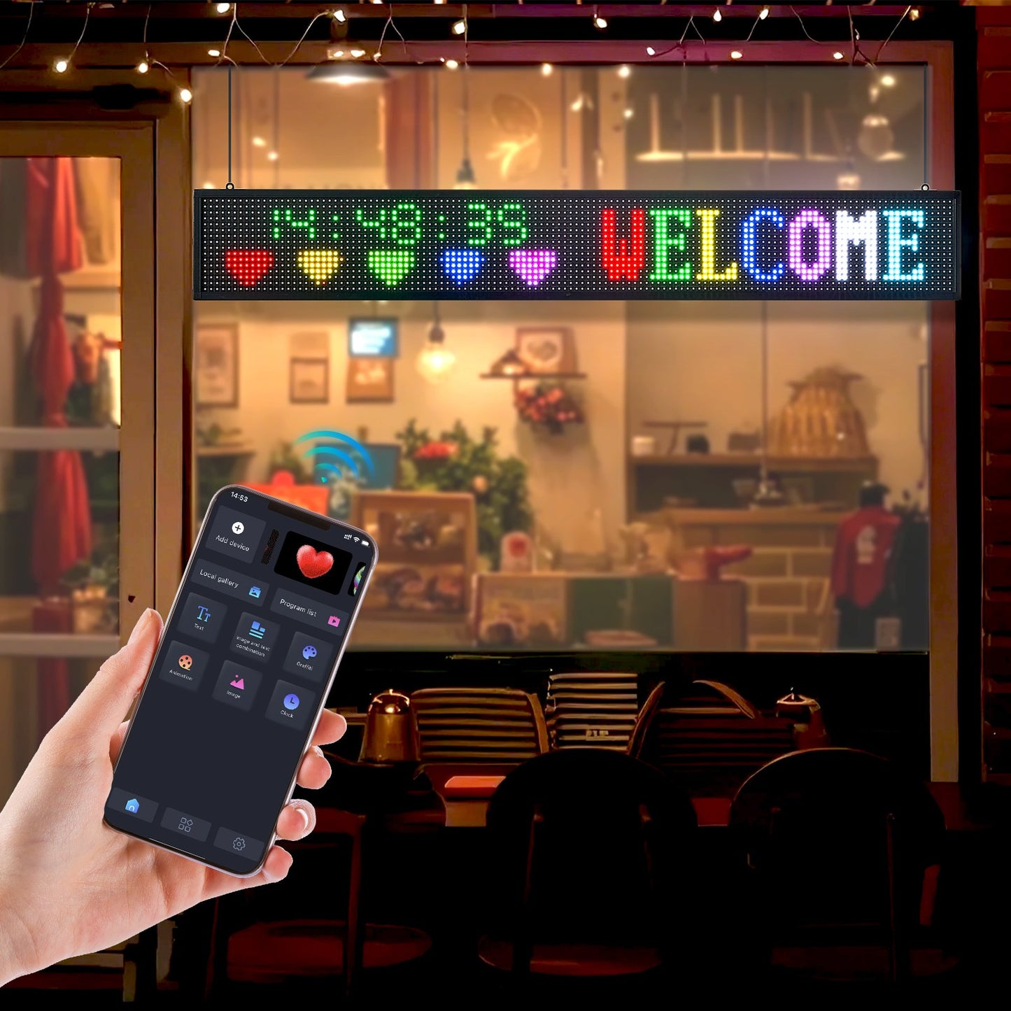 Programmable LED Sign - 52x8 Digital Scrolling Display Board