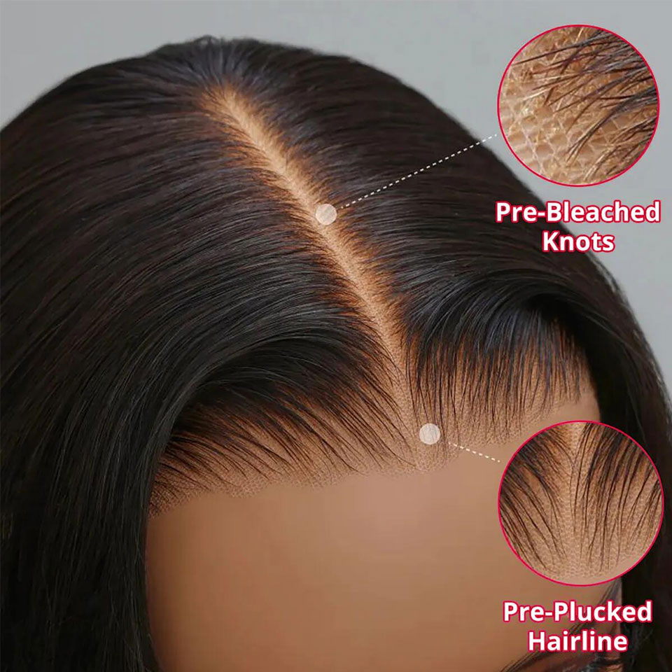 Straight Human Hair 4x4 Lace Closure Wig - 150% Density Natural Color