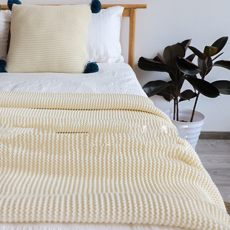 Thick Wool Knitted Sofa Blanket Nordic Style Cozy Throw 130x170cm or 130x200cm