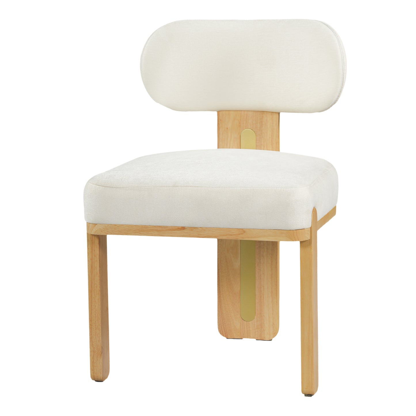 Modern Round Upholstered Dining Chair Set - Beige & Natural