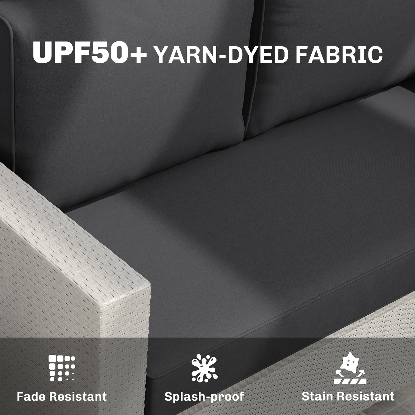 Outdoor Loveseat Cushion Set - Thick, Removable Covers, Black