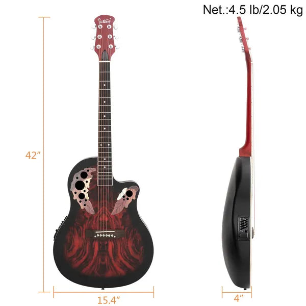 41-Inch Full-Size Cutaway Acoustic-Electric Guitar - Sunset Red