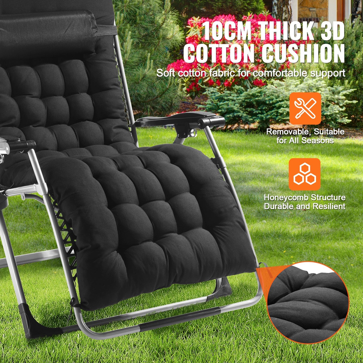 Heavy-Duty Zero Gravity Lounge Chair 33" Recliner with Cushions for Indoor & Outdoor