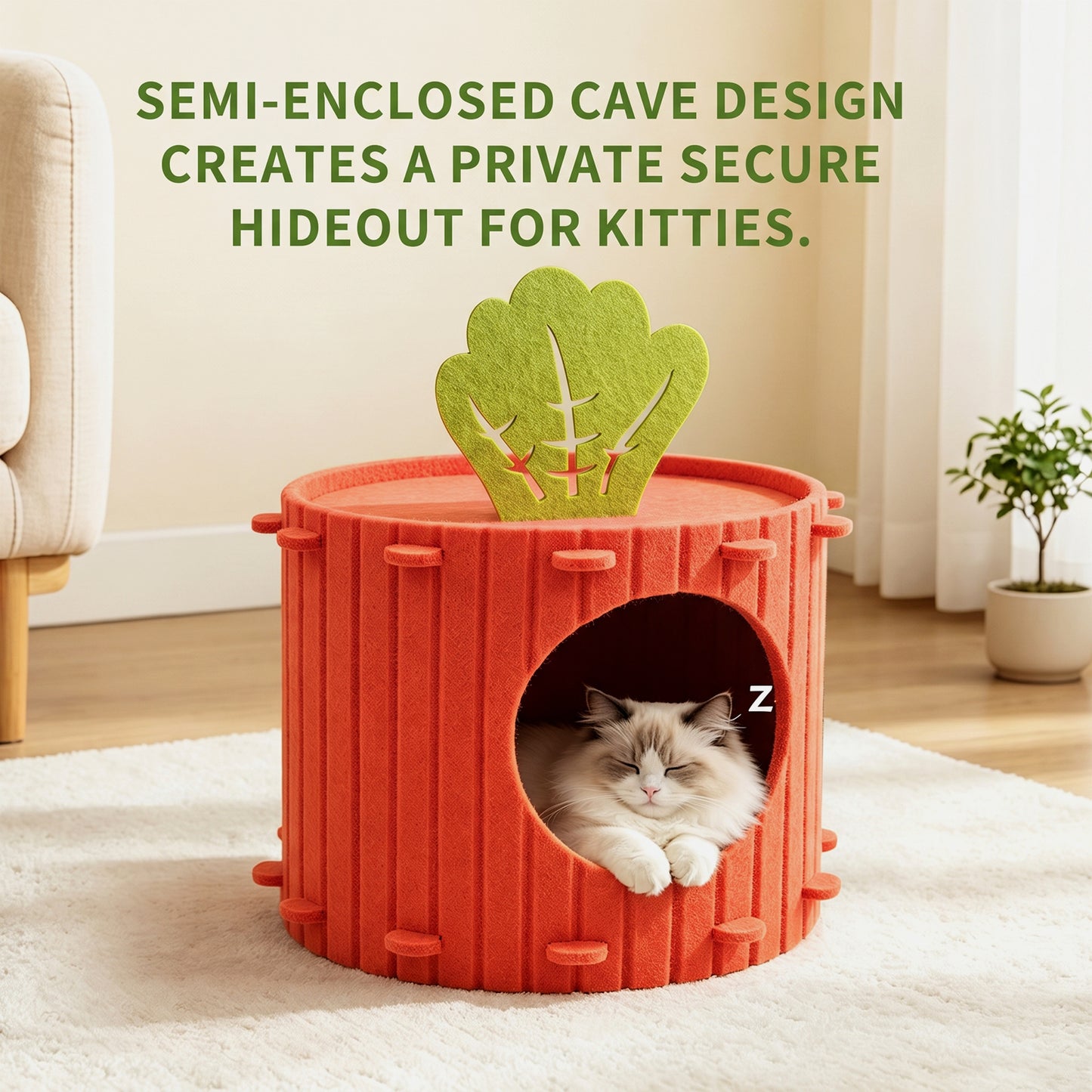 Felt Radish Pet House - Cozy Shelter for Small Pets in Red