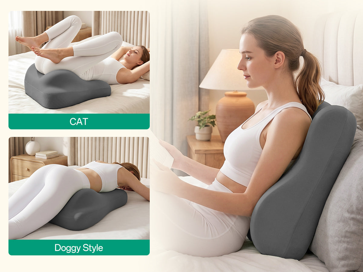 Ergonomic Memory Foam Support Pillow for Couples - Grey